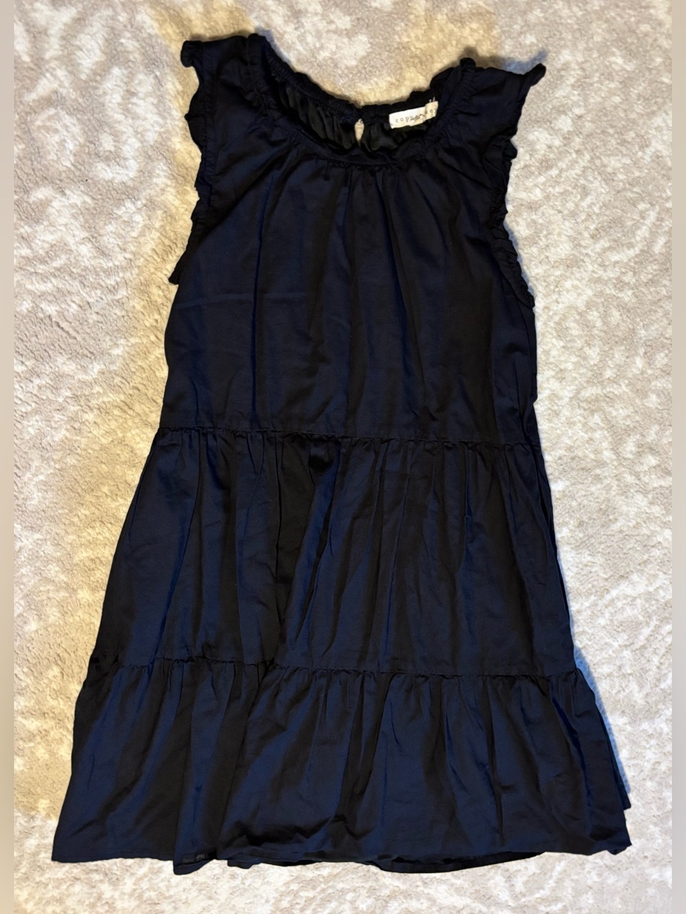 Copper Key - Ruffle Sleeveless Simple Black Dress For Girls